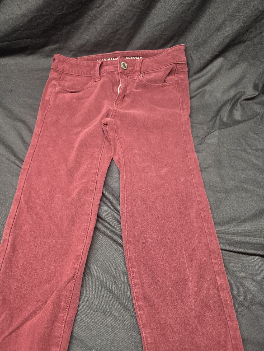 American Eagle AEO Sateen 360 Super Stretch Skinny Jeggings Burgundy 00 Short